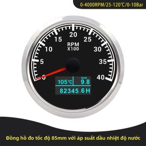 Đồng Hồ Đo Tốc Độ 3 Trong 1 85mm Với Đồng Hồ Đo Áp Suất Dầu & Nhiệt Độ Nước 0-3000RPM-8000RPM Cho Ô Tô Chất Liệu Thép Không Gỉ & Nhựa Đồng Hồ Đo Giờ