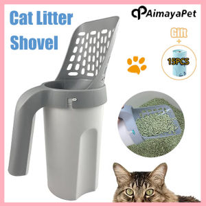 AIMAYAPET Cat Litter Scoop Cat Litter Scooper with Trash Container Removable Cat Litter Shovel Holder