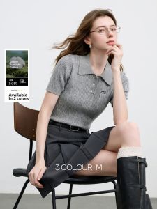 3COLOUR·S | Summer New Cable Patter Knitted Polo Top Women