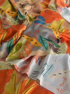 Imprint 60 Pieces Cotton Silk Gown Fabric Simulation Silk Wind Cheongsam Dress Material Chinese Style Plant Floral Printed Home Fabric