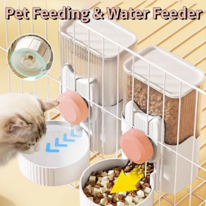 Hanging Pet Feeding & Water Feeder Automatic Cat Food Water Dispenser Large Capacity Dog Bowl Set