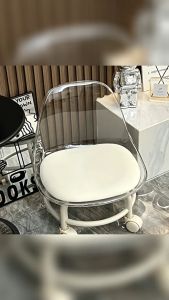 เก้าอี้ สตูลเตี้ยสไตล์นอร์ดิก ขนาดเล็ก-กะทัดรัด หมุนได้ 360° วัสดุอะคริลิค มีล้อ สตูลโซฟาเคลื่อนที่ได้สวยงาม