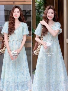 XUECAIQI | French Style Bubble Sleeve Sequin Dress Plus Size