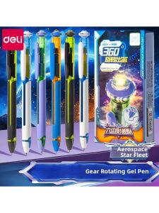 deli | Fast Drying 360 Degree Rotatable Out Core Smooth ST Tip High Appearance Exam Pen Black Ink Pen