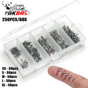 250PCS Set Fly Fishing Snaps and Clips Quick Release Durable Stainless Steel No Knot Snap Connectors Fast Lure