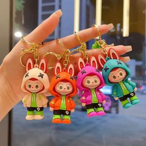 Labubu พวงกุญแจลายการ์ตูนสุดน่ารัก วัสดุ PVC พวงกุญแจน่ารัก มีสี่สีให้เลือก ใช้เป็นจี้ห้อยกระเป๋าหรือพวงกุญแจรถยนต์