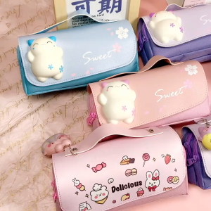 Cartoon Pencil Case Multi-Functional Large Capacity Stationery Box Desk Organizer Cute Pencil Bags Pencil Case Zipper bag School supplies Pen pouch Capacity Stationery Bag
