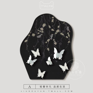 Black 3D Butterfly Decorative Painting Bedroom Headboard Wall Art Modern Chinese Style Decorations High Aesthetic Value