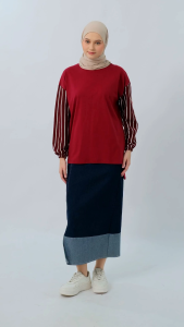 Top Blouse Kaos Atasan Wanita Katun Combed 24s Baju Polos Stipe