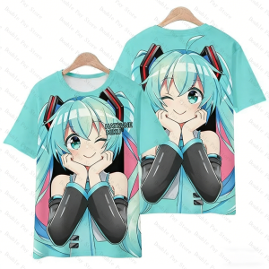 Bandai | 2026 Summer Hatsune Miku Character T-Shirt Adult Childrens Fashion Quick Drying Sports T-Shirt Mens Shirts Woman t-shirts