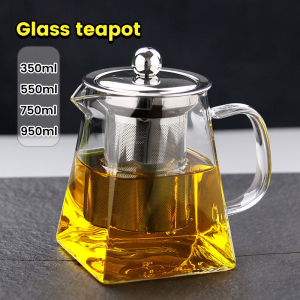 MaxPlus 950 ml Heat Resistant Glass Teapot with Stainless Steel Filter For Home Office Tea Set