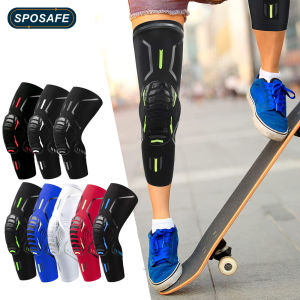 1Pair Anti-collision Sports Knee Guard - Honeycomb Shockproof Long Leg Sleeves Knee Brace Knee Pad for All Sports Adult Youth