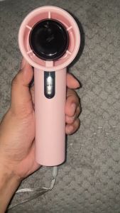 Adjustable Speed Rechargeable Handheld Fan with Digital Display and Turbo Function