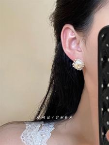 Delicate Pearl Block Design Zircon Earrings for Girls No Piercing Required Fashionable Korean Style Alloy Ear Cuffs