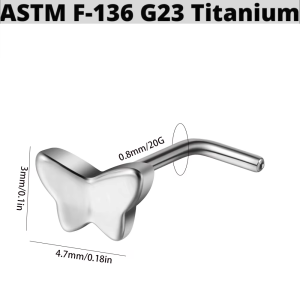 1PC G23 Titanium L&5 Shaped Nose Stud Piercings Bee & Sword Nose Rings Threadless Flower Diamond Nose Bone Piercing Jewelry 20G