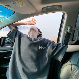 100% Pure Cotton Heavyweight Short Sleeve T-Shirt Mens Summer New Hong Kong Style Trendy Loose Versatile Half Sleeve Korean Version Top