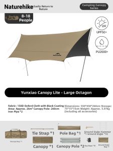 NatureHike | Titanium Black Coated Portable Sun & Rain Protection Outdoor Camping Tarp Spacious