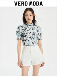 Vero Moda | Neo-Chinese Pankou Printed Cheongsam Style Versatile Clothing Top