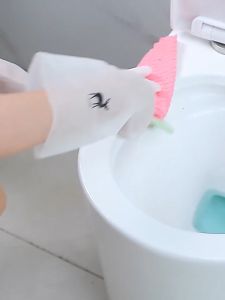 Candy Online Wall-mounted Silicone Toilet Brush Set With Automatic Opening Closing Base No Blind Angle Bathroom Cleaning Brush