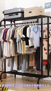 Double-Rod Clothes Drying Rack Bedroom-Style Hanging Clothes Drying Rack Simple Storage Rack