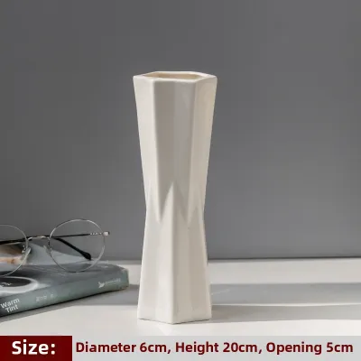 White Minimalist Ceramics Vase for Dry Flower Arrangement Decor