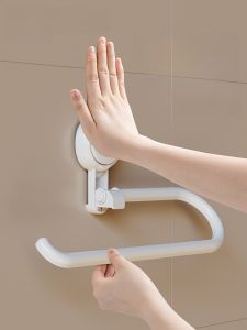 Taili Kitchen Suction Cup Tissue Holder Wall Mounted No Drilling Required Roll Paper Holder Lazy Cloth Hanger Rod Paper Hook
