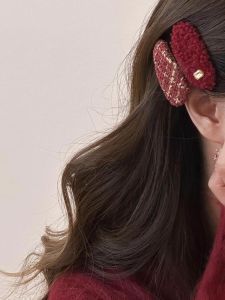 Kẹp Tóc Bướm Nhung Đỏ Cho Nữ Phụ Kiện Tóc Mùa Thu Đông Kẹp Tóc Mái Lệch Kẹp Tóc Một Từ Kẹp Tóc Trang Trí Đầu