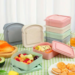 【XZsunflower】Sandwich Containers Reusable Food Preservation Storage Box Microwave Lunch Box Sandwich Case with Lid