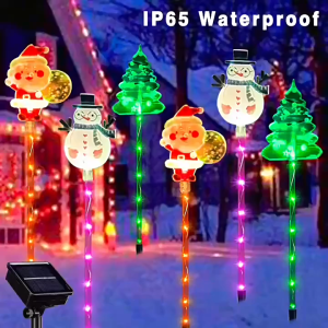 6PCS/Set Christmas Garden Decoration Outdoor Solar Light Snowman Santa Claus Christmas Tree Lampu
