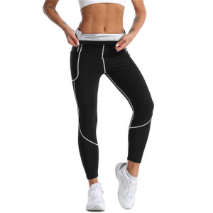 Women White line Shirt Sweat Sauna Pants Body Shapers Waist Trainer Slimming Long Sleeves Fitness Shapewear Sauna suit