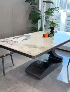 Rock board dining table light luxury  modern and minimalist home high-end design luxurious stone rectangular Italian minimalist dining table