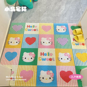 Thảm Cửa Nhà Hoạt Hình Kitty Thảm Cửa Nhà Vuông Có Thể Cắt Theo Phong Cách Đơn Giản Thảm Cửa Phòng Khách Chống Thấm Nước
