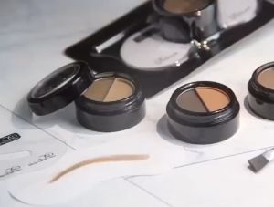 SANIYE 2 Warna Eyebrow Powder Tahan Lama Bedak Alis Palet Dengan Kuas Rias Alis Kosmetik E028