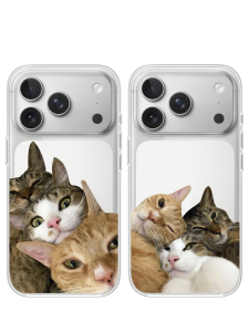Cute Cat Silicone Transparent Phone Case for 17Promax Couple 16Promax Cartoon 15Pro Anime 14VivoOppo 13 Huawei Xiaomi