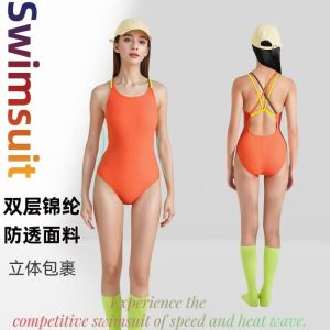 Amber Nylon Lycra Swimsuit No Padded Training Suit Low Cut Ladies Competition Swimsuit One Piece Swimsuit Shoulder Strap