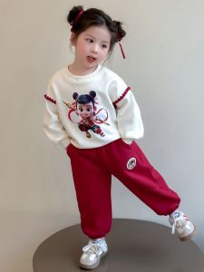 Spring Autumn Childrens Clothing Set Girls Zheta Light up Hoodie Pants Sisters Toddler Kids Outfit Casual Cotton Blend