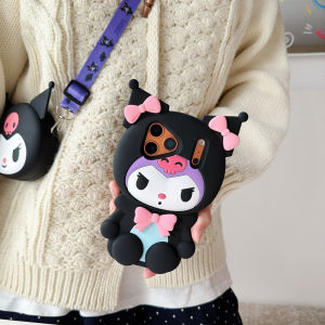 Sanrio | Luxury Cute 3D Cartoon Kuromi Phone Case for iPhone 17 Pro 17 16 E 15 14 Plus 13 12 Pro Max Shockproof Soft Silicone Soft Cover