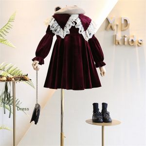 Velvet Long Sleeve Girls Dress 1pc
