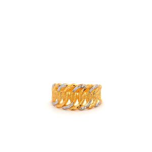 TIANSI 916 (22K) Gold Sand Ring 双扣批花钻沙戒指 Cincin Coco Kait Lipan Dua Pasir Lebar Tulen Bajet Emas 916