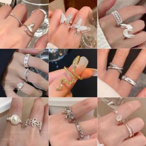 Nhẫn Zircon Quần Hộp Phong Cách Retro Butterfly Bạc Nhẫn Ngón Trỏ Thời Trang Mới Về Phong Cách Hàn Quốc Phụ Kiện Nữ