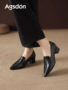 Agsdon | Slip-on Thick Heel Pointed Toe Fall Loafers