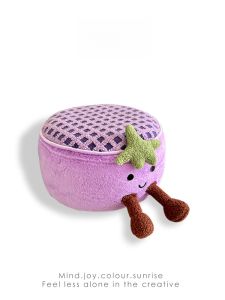 Plush Eggplant Shaped Floor Cushion Living Room Tatami Zafu Removable Cover Footstool Shoe Changing Stool Childrens Soft Home Decor Seat Pad
