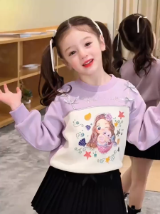 MC170 เสื้อเด็กผู้หญิง ลายเมอร์เมด แขนยาว โบว์ไหล่ เสื้อกันหนาวเด็กผู้หญิง ลายการ์ตูน น่ารัก ใส่เที่ยว