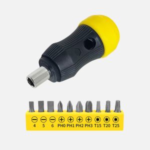 11-in-1 Short Handle Screwdriver Set with High Hardness Phillips/Slotted/TORX Bits Mini Portable Multi-Function Repairing Tools