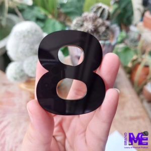 ตัวเลข อะคริลิคเลเซอร์  สีดำ สำหรับ ติดบ้านเลขที่ ติดป้ายต่างๆ