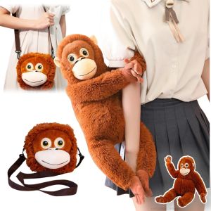 จําลองลิง Orangutan ตุ๊กตา Super Soft ตุ๊กตากระเป๋าสัตว์ตุ๊กตาของเล่นอะนิเมะการ์ตูนตกแต่งเด็กผู้หญิงของขวัญวันเกิดหมอน