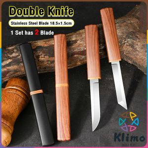 Klimo Kitchen Double Knife Multi-purpose Stainless Steel Knife Set Cut Fruit Sushi