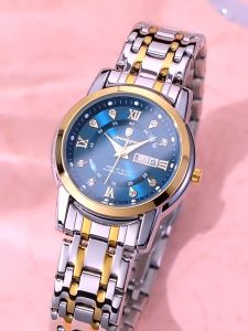 Swiss certification watch for women waterproof hot sale original 2024 business stainless steel luminous dual calendar display ladies watch multi color