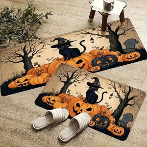 VIKAMA Spooky Halloween Kitchen Mat Non Slip Washable Entryway Rug for Dining Room Hallway Party Decor Seasonal Home Decor