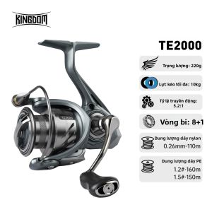 Kingdom | Máy Câu Cá Kingdom TERTIA Spinning Fishing Reel 1000-5000 Series 8+1BB Tỷ Lệ Truyền Động 5.2:1 Lực Kéo Tối Đa 4-15KG Cuộn Dây Hợp Kim Nhôm Nước Ngọt Nước Mặn Sẵn Sàng Sử Dụng